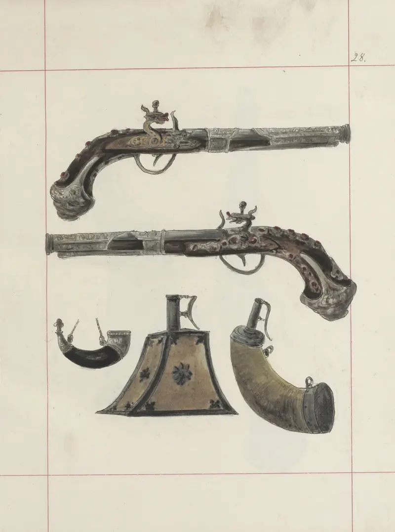 Angriffs- und Verteidigungswaffen in Polen. Bd. 3, Rüstungen, Schusswaffen, Pferdegeschirr Taf.021 von Boleslaw Starzyński