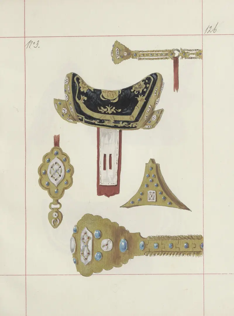 Angriffs- und Verteidigungswaffen in Polen. Bd. 3, Rüstzeug, Schusswaffen, Pferdegeschirr Pl. 109 von Boleslaw Starzyński