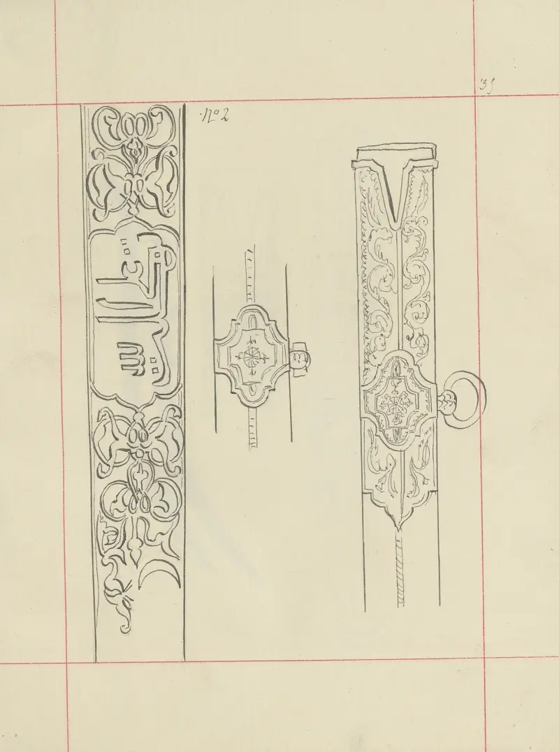Broń zaczepna i odporna w Polsce. T. 4, Pasy lite, ozdoby, chorągwie i proporce, 1875 – Pl.030, Boleslaw Starzyński
