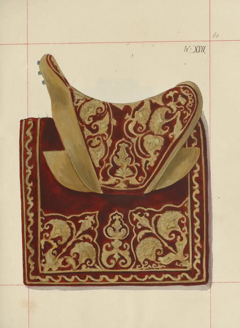 Angriffs- und Verteidigungswaffen in Polen. Bd. 4, Glatte Gürtel, Verzierungen, Fahnen und Banner Taf. 050 von Boleslaw Starzyński