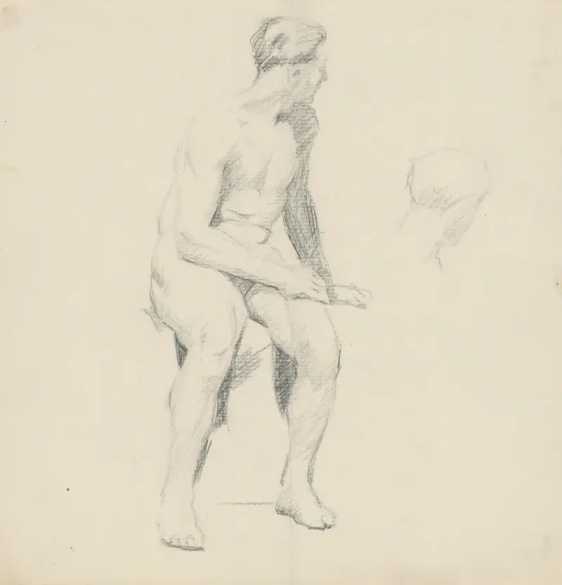 Study of Seated Male Nude av Štefan Polkoráb