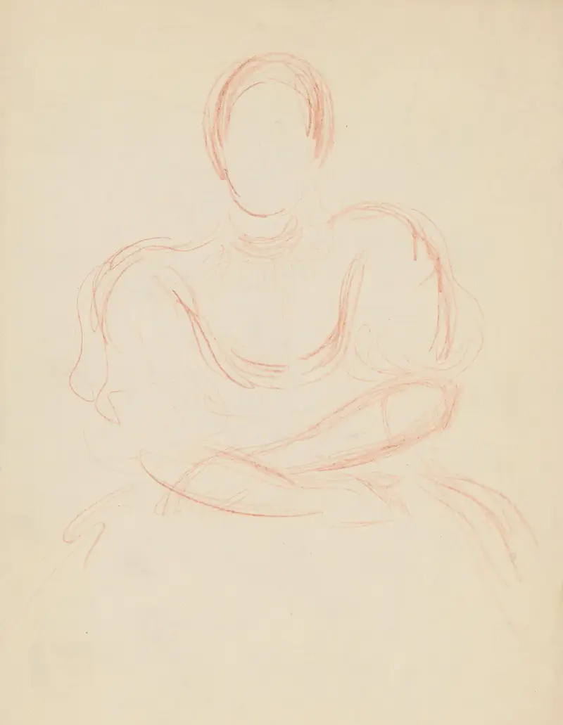 Study of Seated Woman in a Blouse with Large Sleeves av Štefan Polkoráb