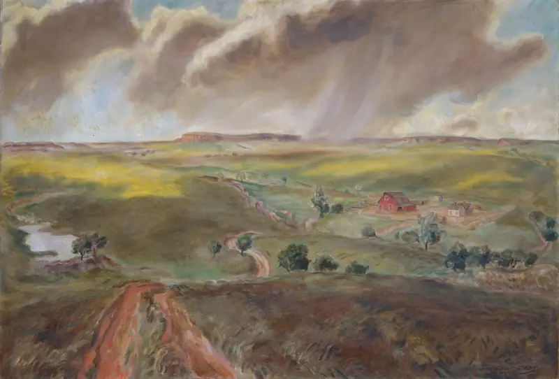 Frühlingsregen (Western Kansas Landscape) von John Steuart Curry