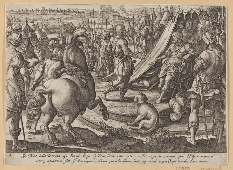 Giovanni De’ Medici before Francis I av Jan van der Straet (Stradanus)
