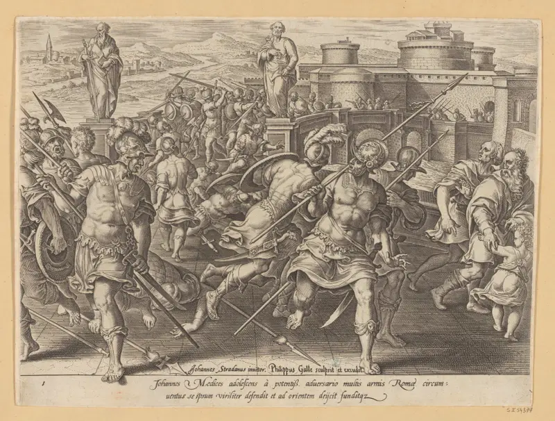 Giovanni de Medici omringad i Rom av Jan van der Straet (Stradanus)
