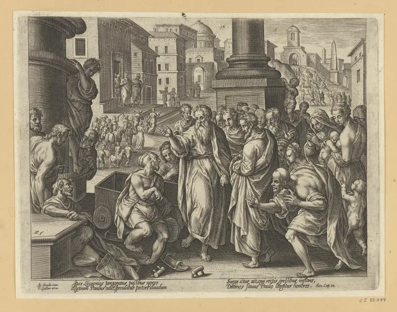 St Paul Heals a Cripple in Lystra av Jan van der Straet (Stradanus)