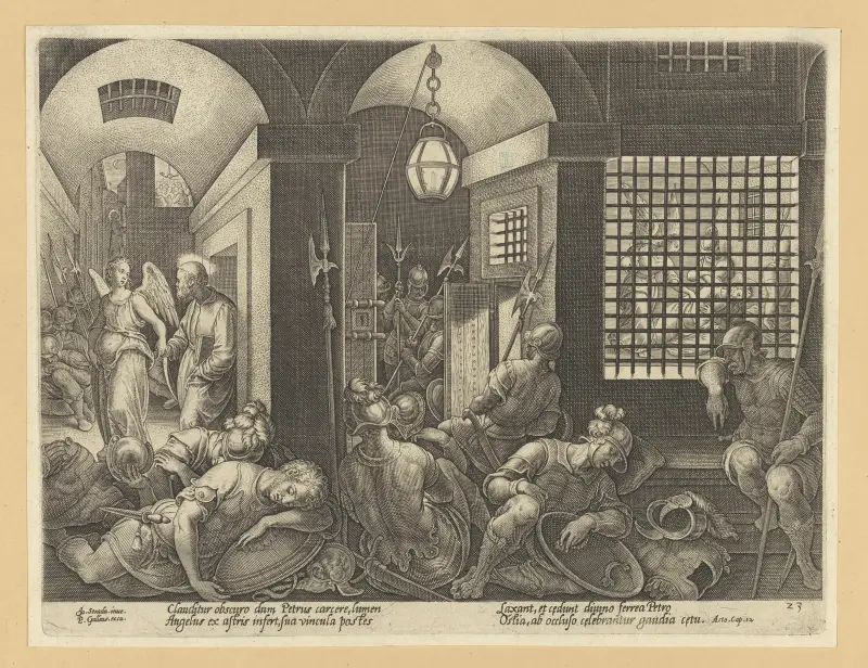 St Peter Freed from Prison by The Angel av Jan van der Straet (Stradanus)