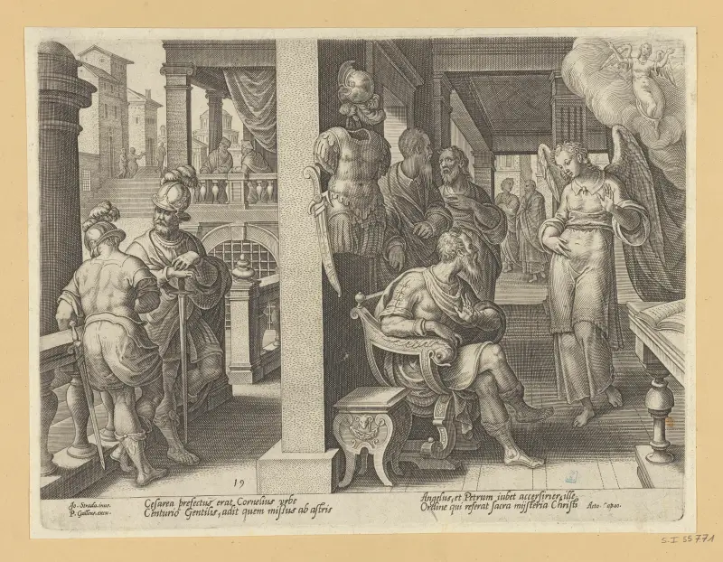 The Angel Sending Cornelius for St Peter av Jan van der Straet (Stradanus)