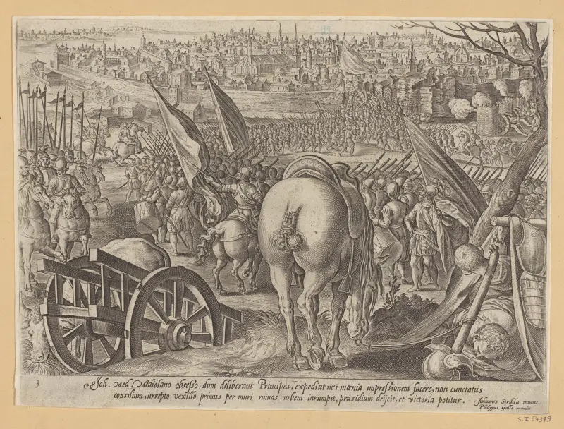 Intagandet av Milano av Jan van der Straet (Stradanus)
