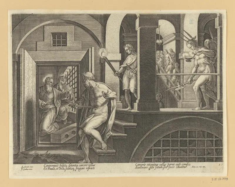 The Conversion of The Warder av Jan van der Straet (Stradanus)