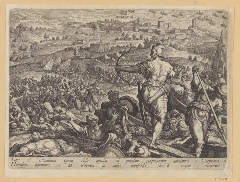 Turkhären besegras vid Plumbinum av Jan van der Straet (Stradanus)