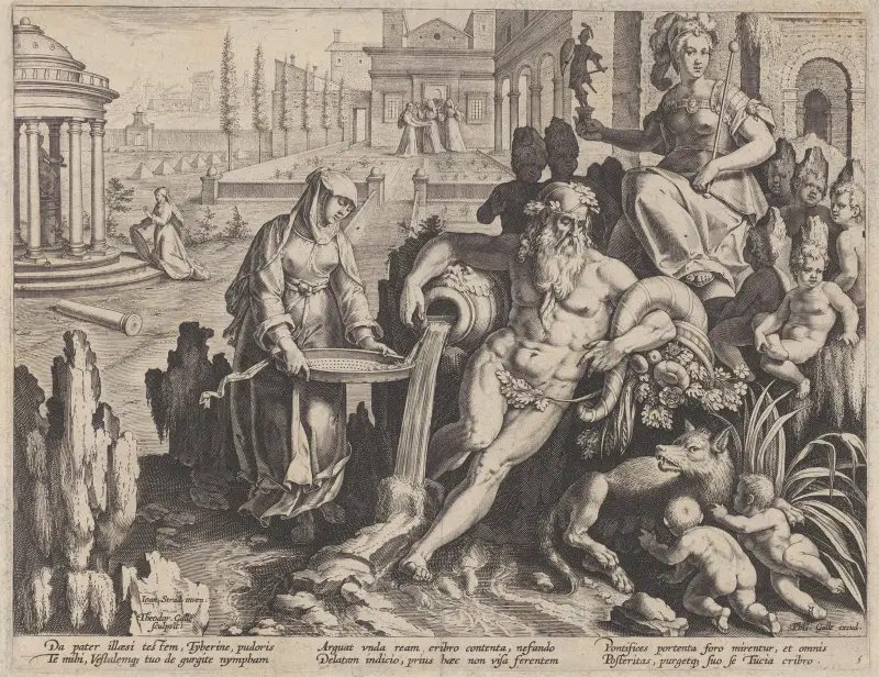 The Vestal Virgin Tuccia av Jan van der Straet (Stradanus)