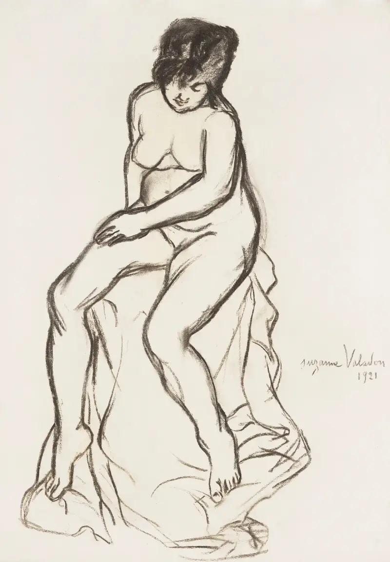Sitzender Akt am Vorhang von Suzanne Valadon