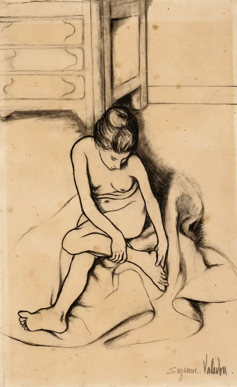 Nu assis se tenant le pied av Suzanne Valadon
