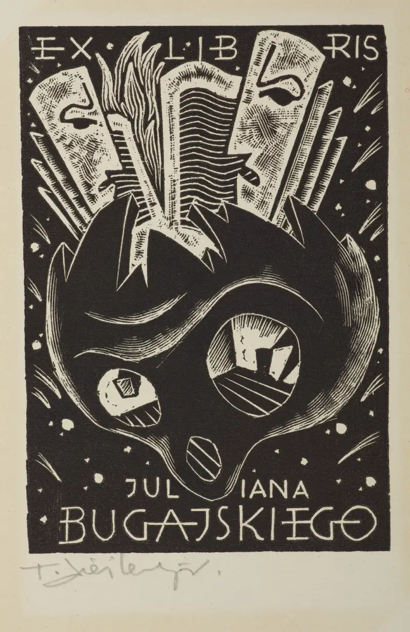 Exlibris för Julian Bugajski av Tadeusz Cieślewski