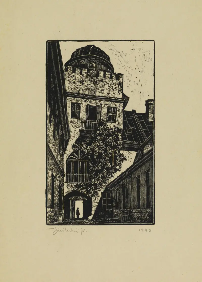 Gården till Przypkowskis hus i Jędrzejów av Tadeusz Cieślewski
