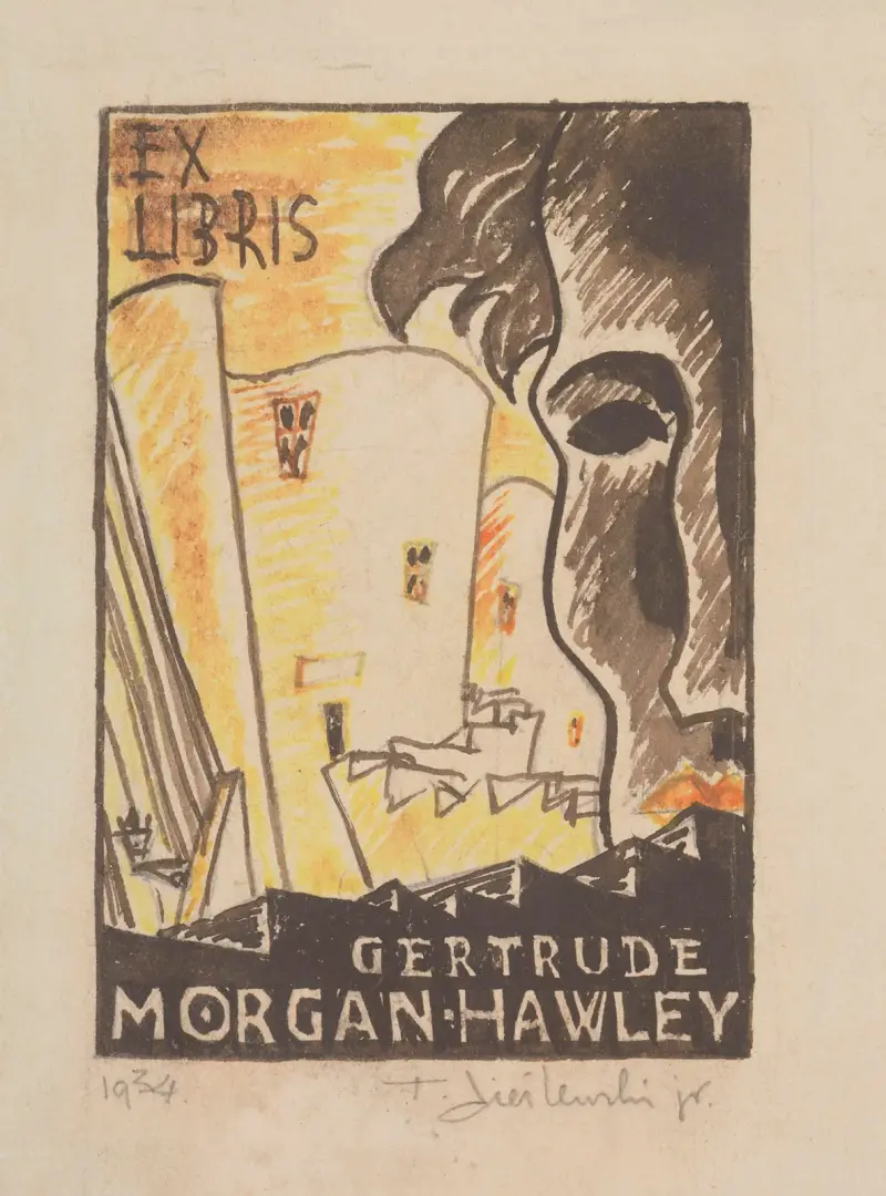Exlibris för Gertrude Morgan Hawley av Tadeusz Cieślewski