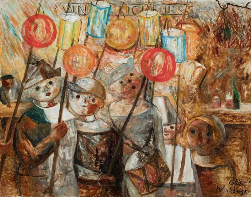 Dzieci z pochodniami (La retraite aux flambeaux), Tadeusz Makowski
