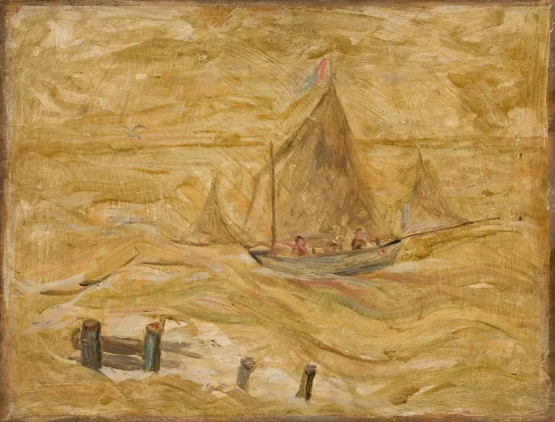 Sailing boat on a sea av Tadeusz Makowski