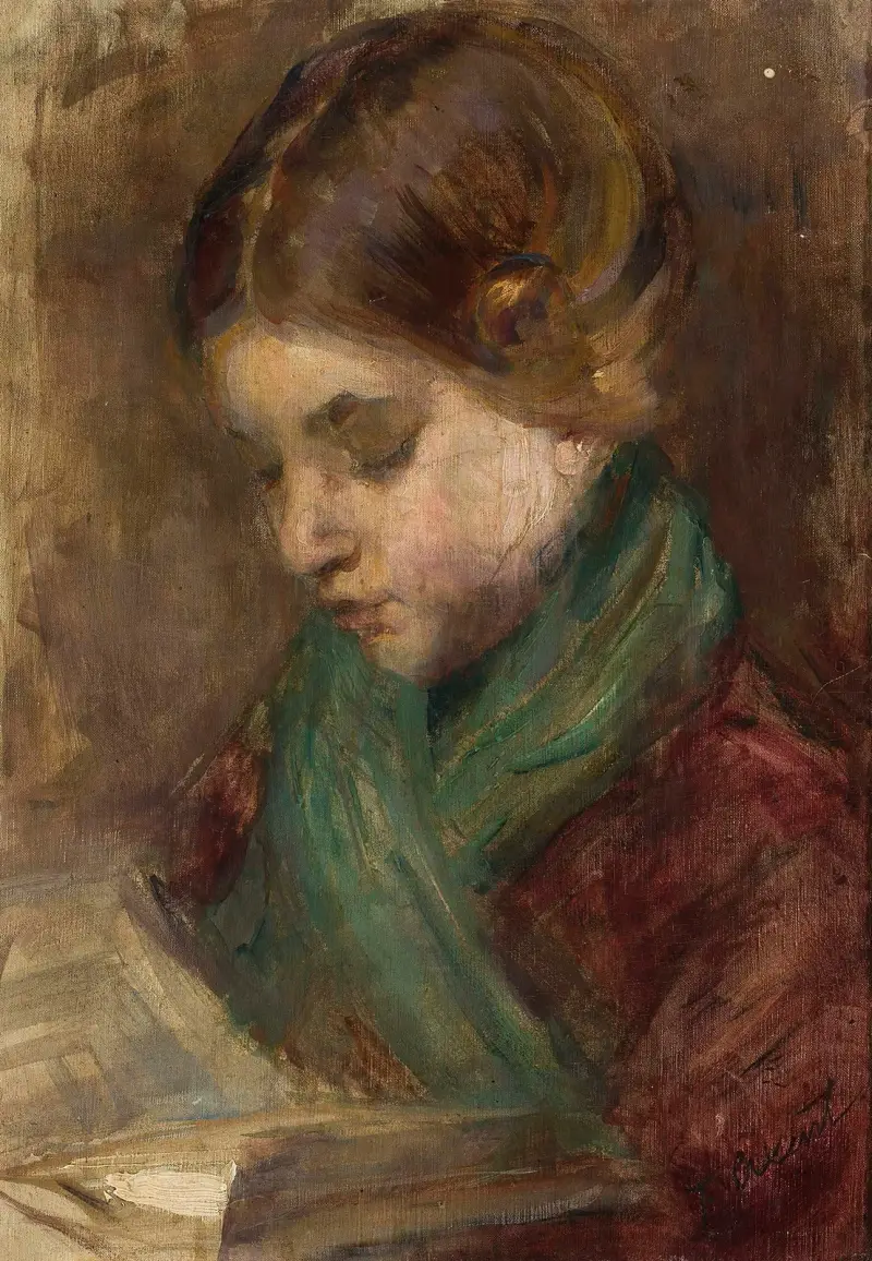 Portrait of a girl av Teodor Axentowicz