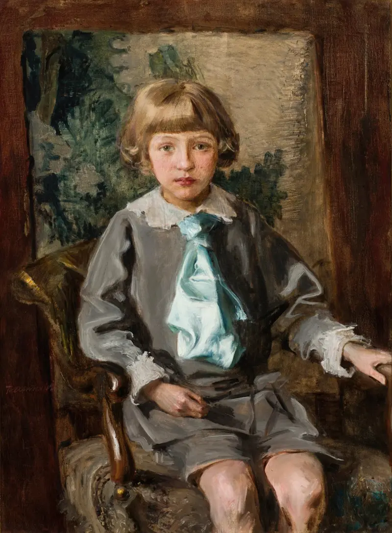 Portrait of Iwo Łomiński as a Child av Teodor Axentowicz