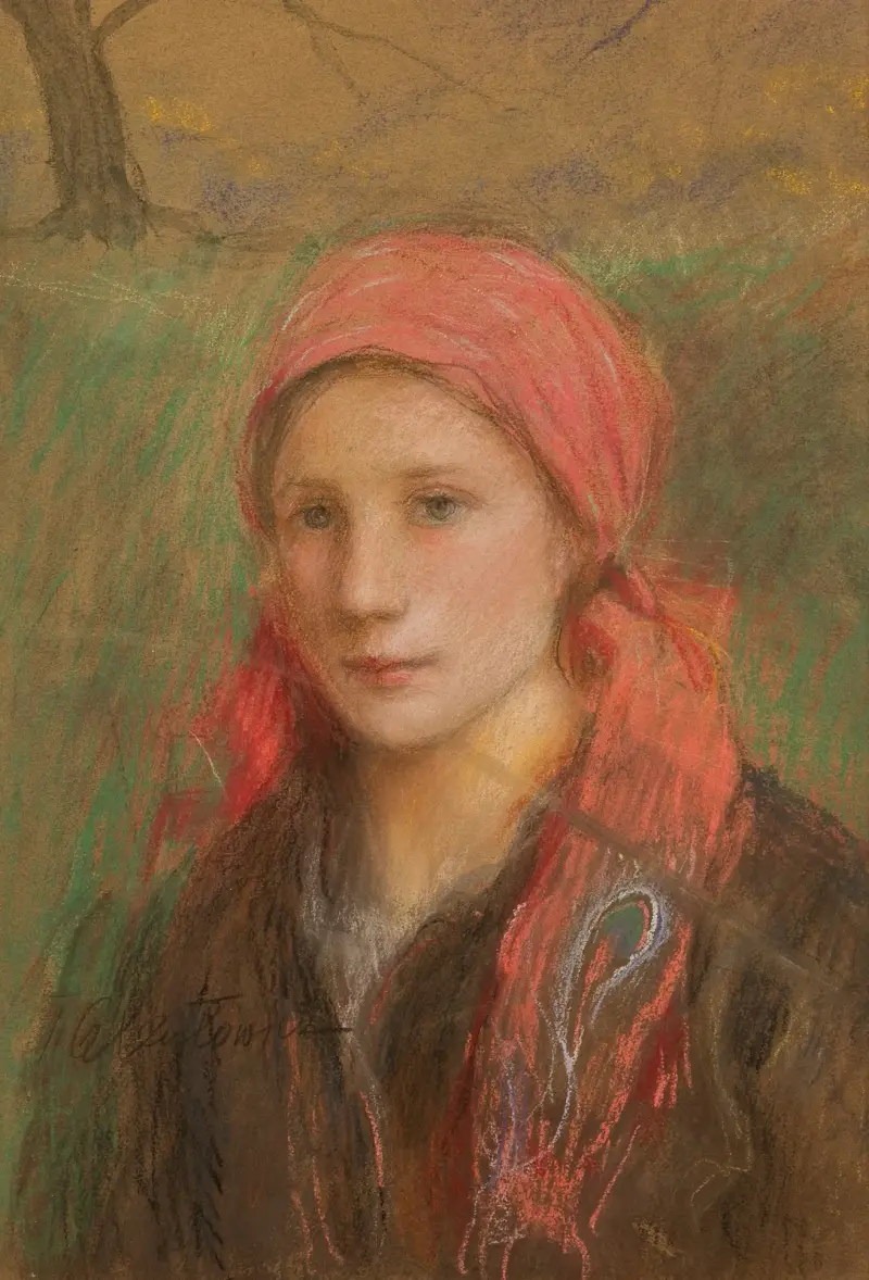 Portret wiejskiej dziewczyny av Teodor Axentowicz