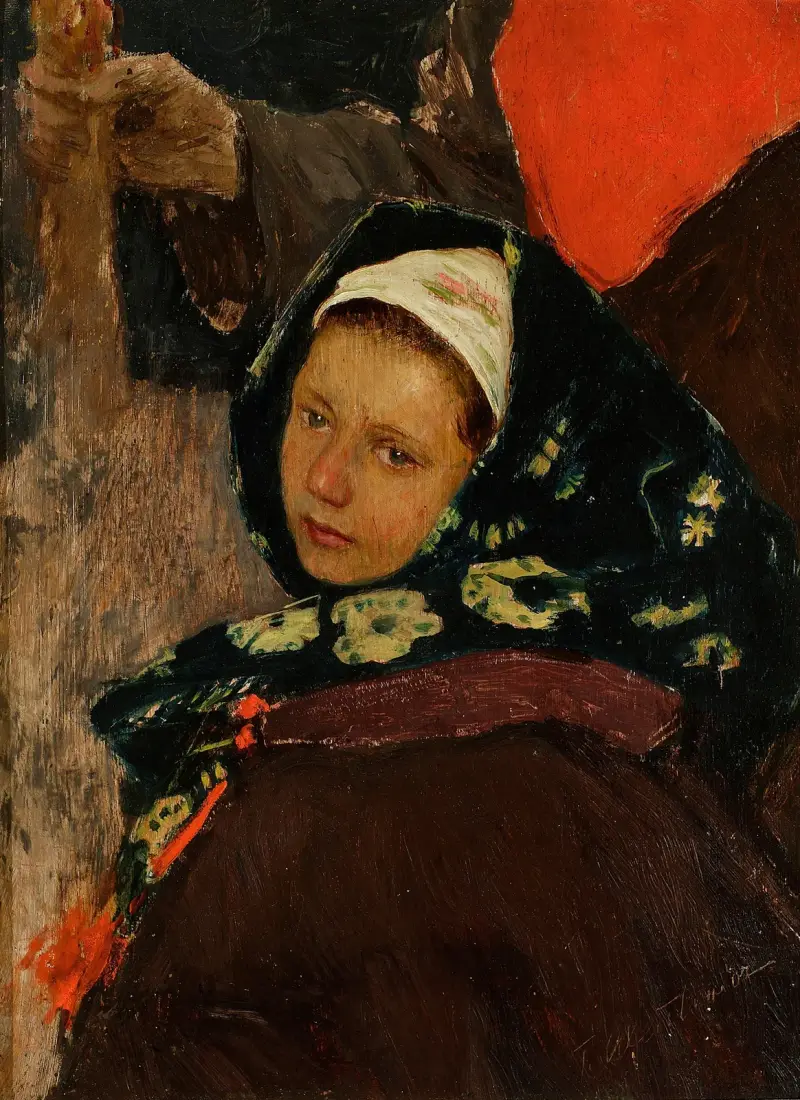 Ruthenian woman – head of a peasant woman av Teodor Axentowicz