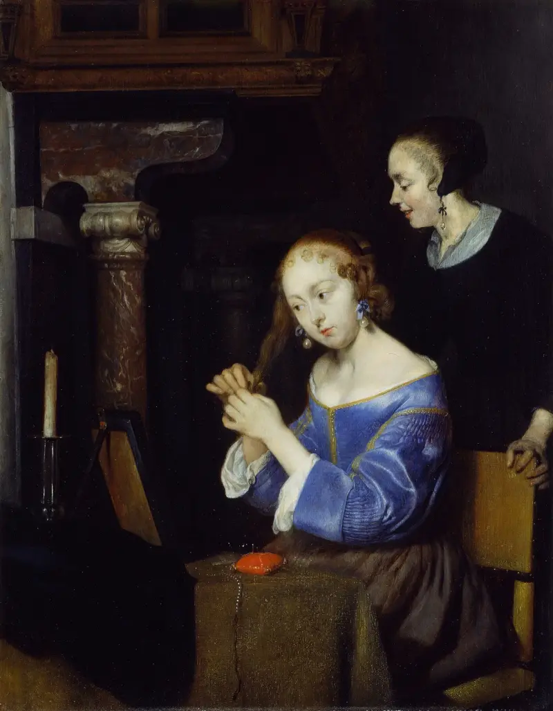 Dam som kammar sitt hår av Gerard ter Borch