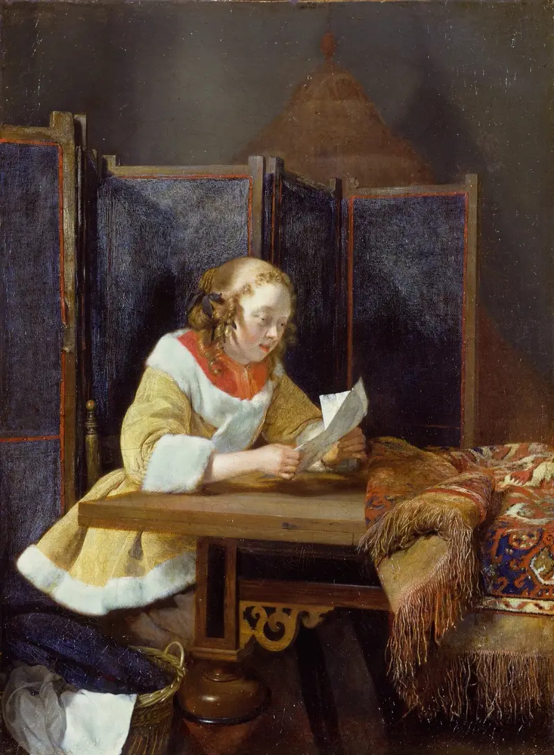 En dam läsande ett brev av Gerard ter Borch