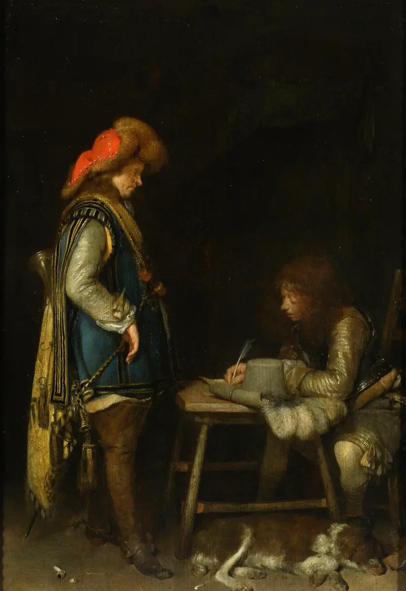 Officer skriver brev av Gerard ter Borch