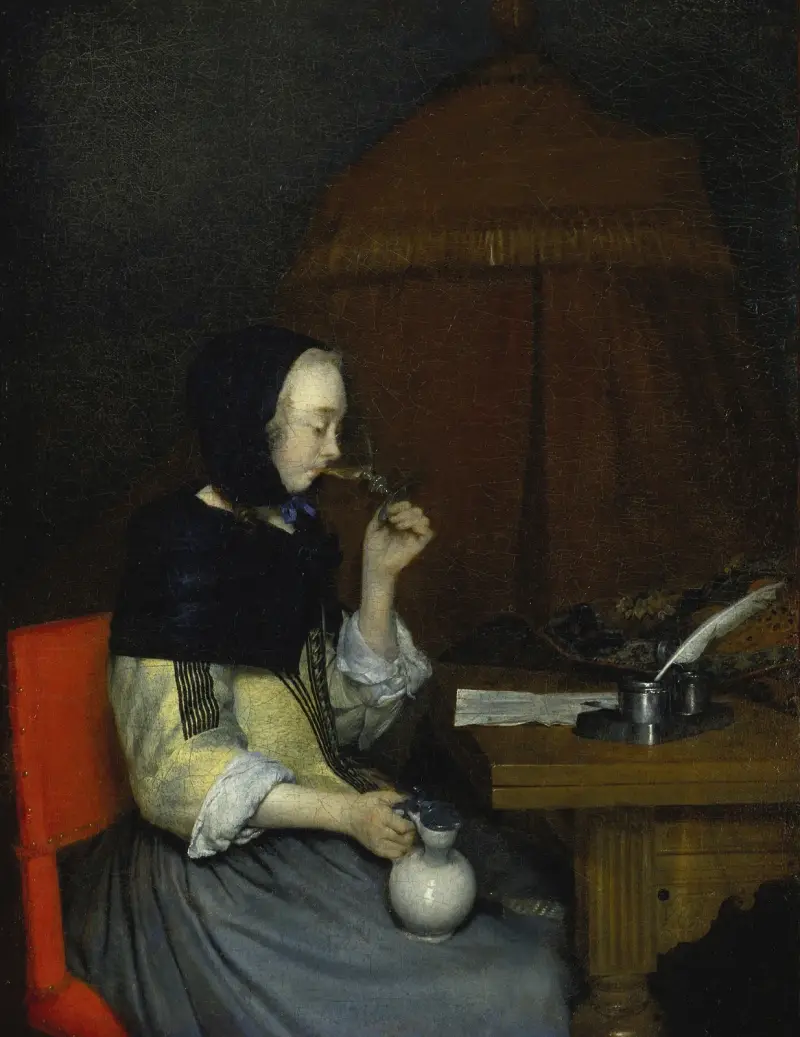 Kvinna med vinglas av Gerard ter Borch