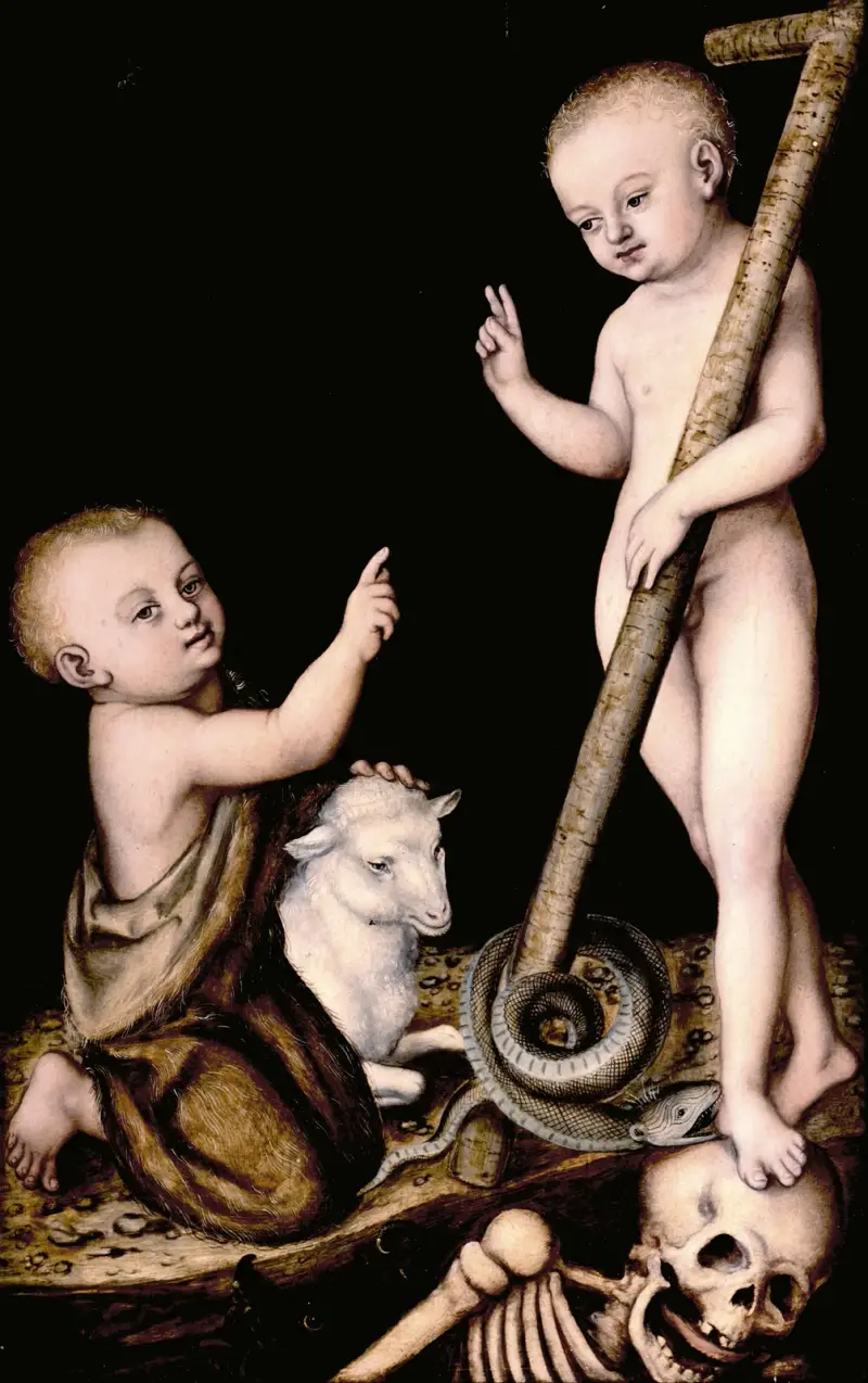 Adoration of The Child Jesus by St John the Baptist av Lucas Cranach the Elder