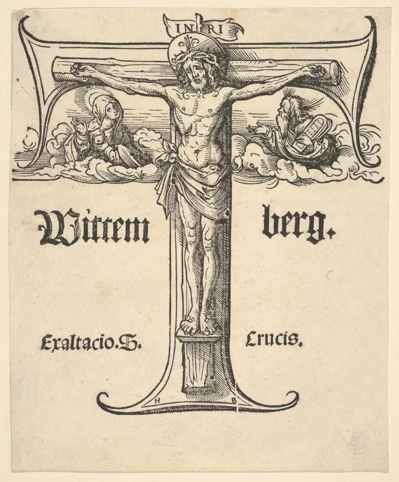 Kristus på korset mellan Jungfrun och Moses av Hans Burgkmair The Elder
