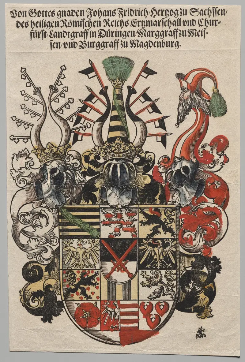 Coat of Arms of John Frederic, Elector of Saxony, called the Magnanimous av Lucas Cranach the Elder