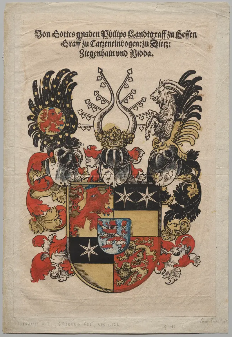 Coat of Arms of Philip, Landgrave of Hesse av Lucas Cranach the Elder
