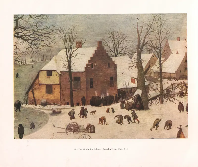 Dorfstraße im Schnee von Pieter Bruegel The Elder