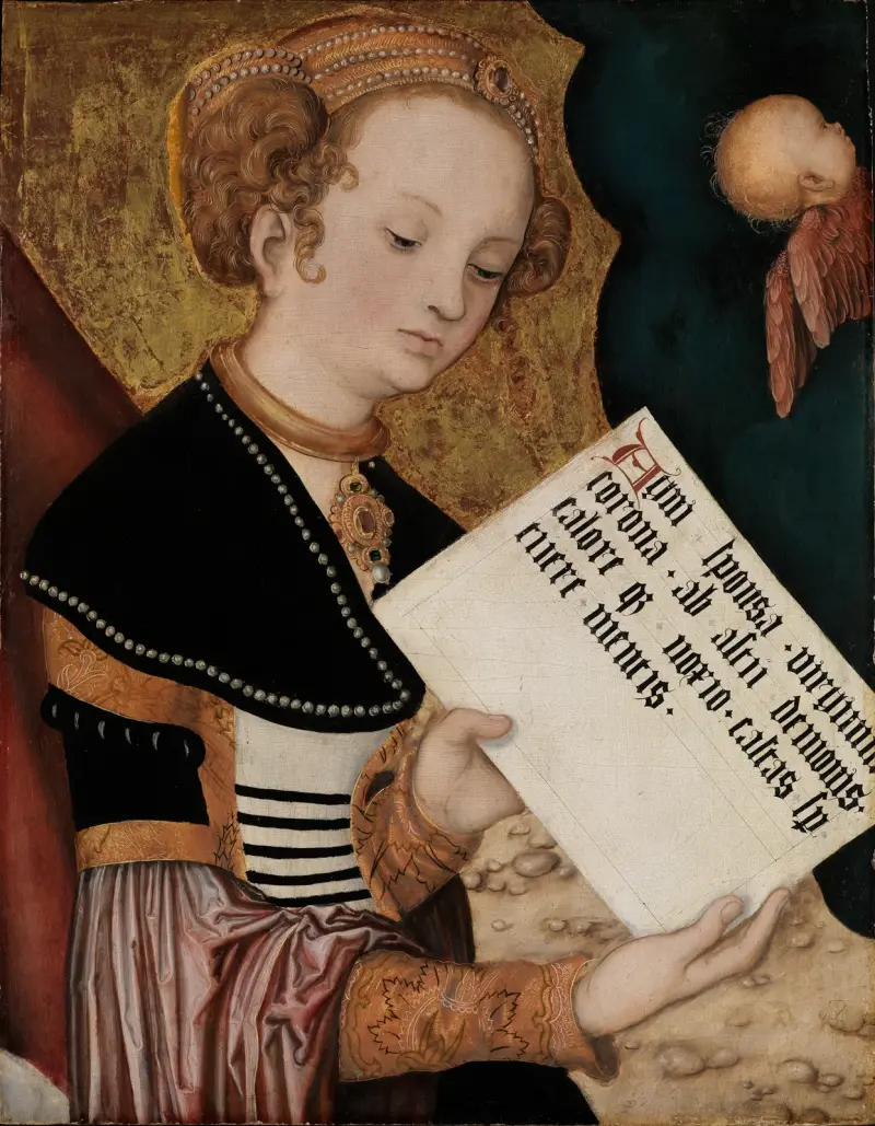 Kvinnligt helgon med skriftrulle, Lucas Cranach the Elder