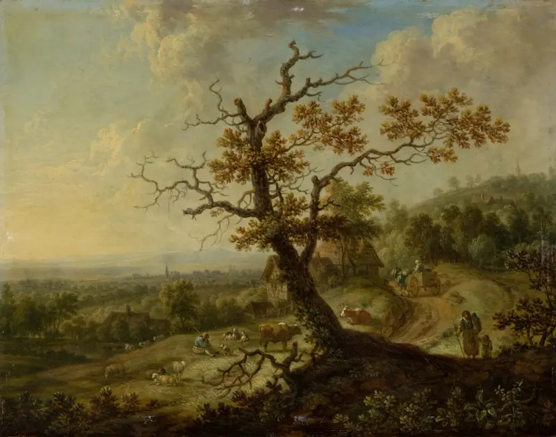 Landschaft mit weidendem Vieh von Christian Georg Schütz the elder