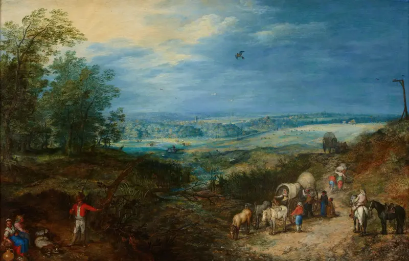 Landskap med bönder av Jan Brueghel The Elder