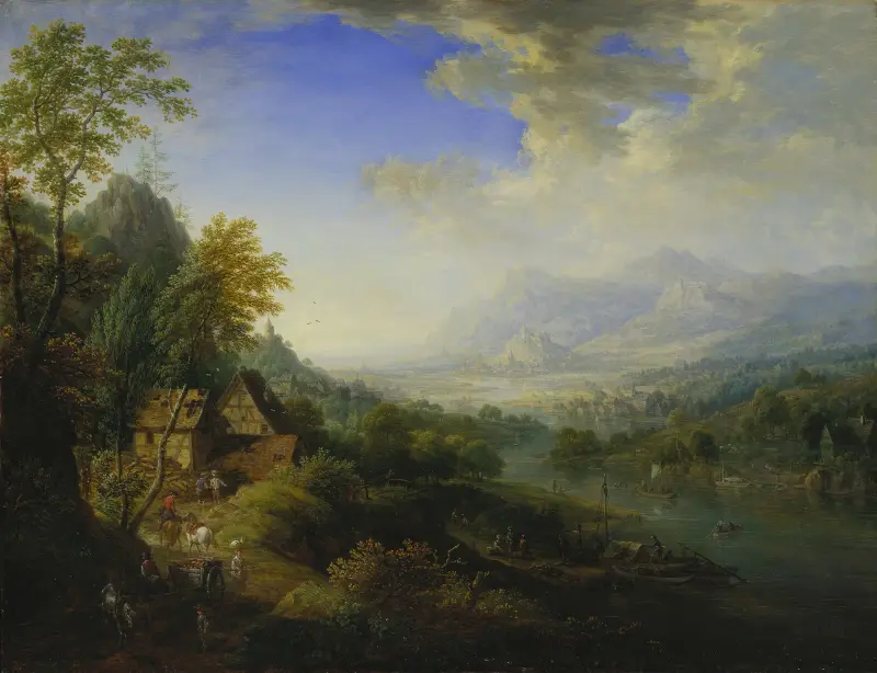 Landskap med flod av Christian Georg Schütz the elder