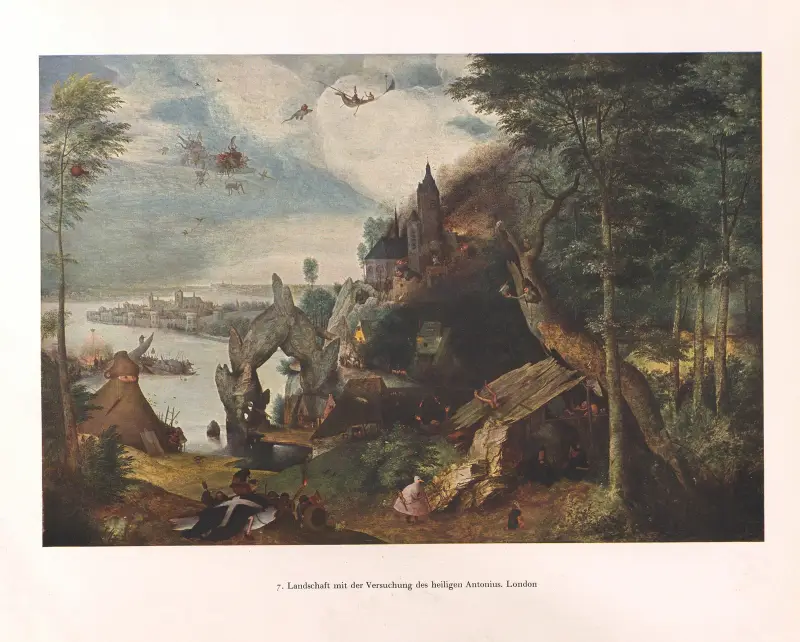 Landschaft mit der Versuchung des heiligen Antonius av Pieter Bruegel The Elder