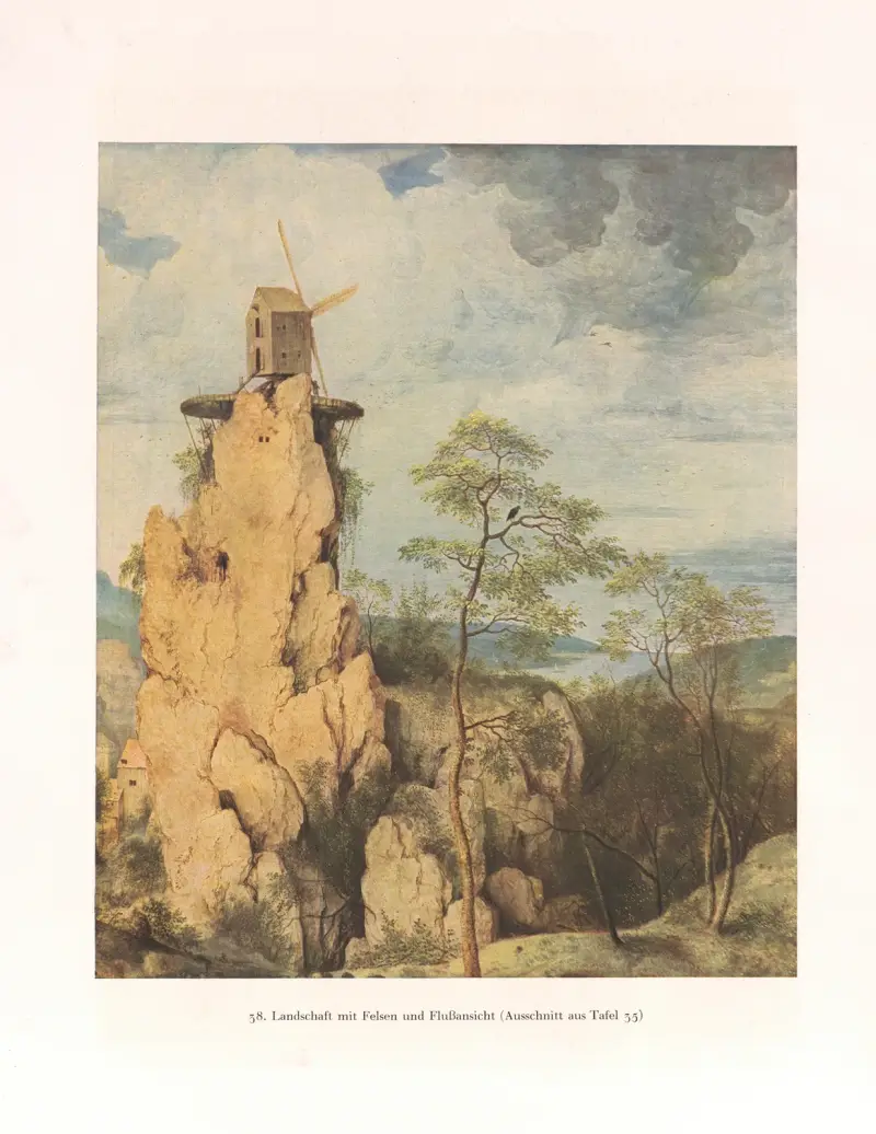 Landschaft mit Felsen und Flußansicht av Pieter Bruegel The Elder