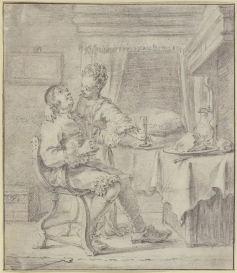 Milenci při večeři, Frans van Mieris the Elder