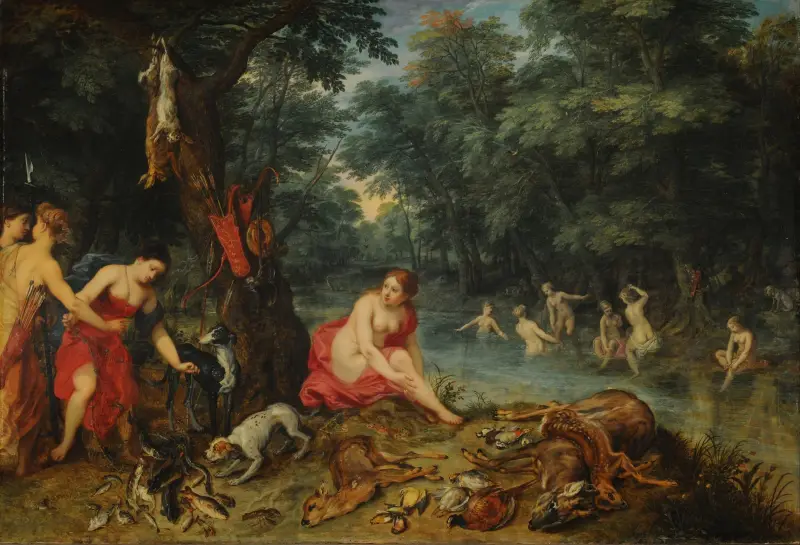 Nymfer som badar av Jan Brueghel The Elder