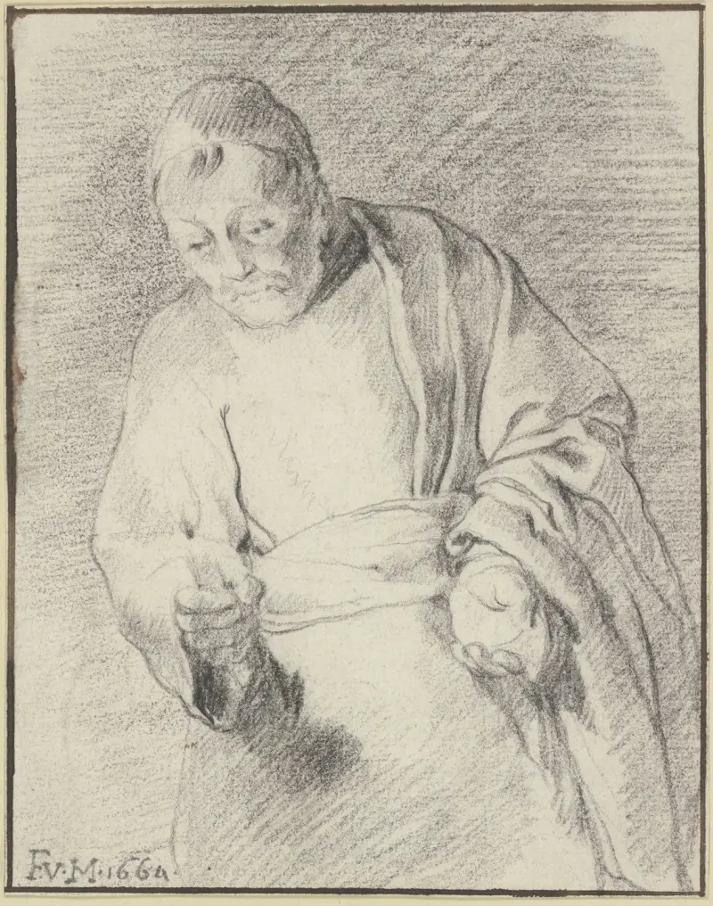 Alter Mann mit Kerze von Frans van Mieris the Elder
