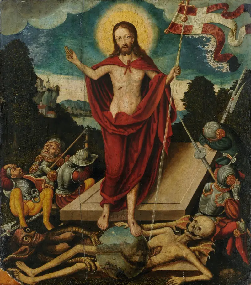 Kristi uppståndelse och triumfen över döden och djävulen av Lucas Cranach the Elder