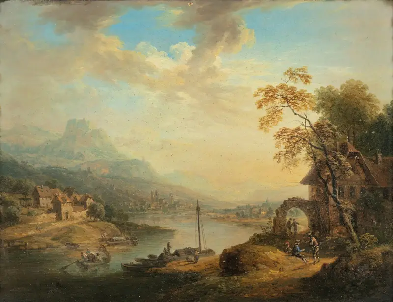 Flodlandskap av Christian Georg Schütz the elder