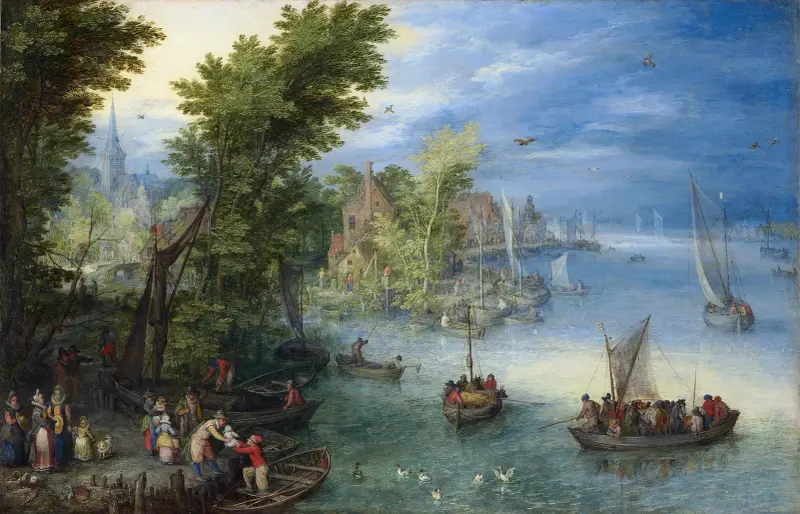 Flodlandskap av Jan Brueghel The Elder