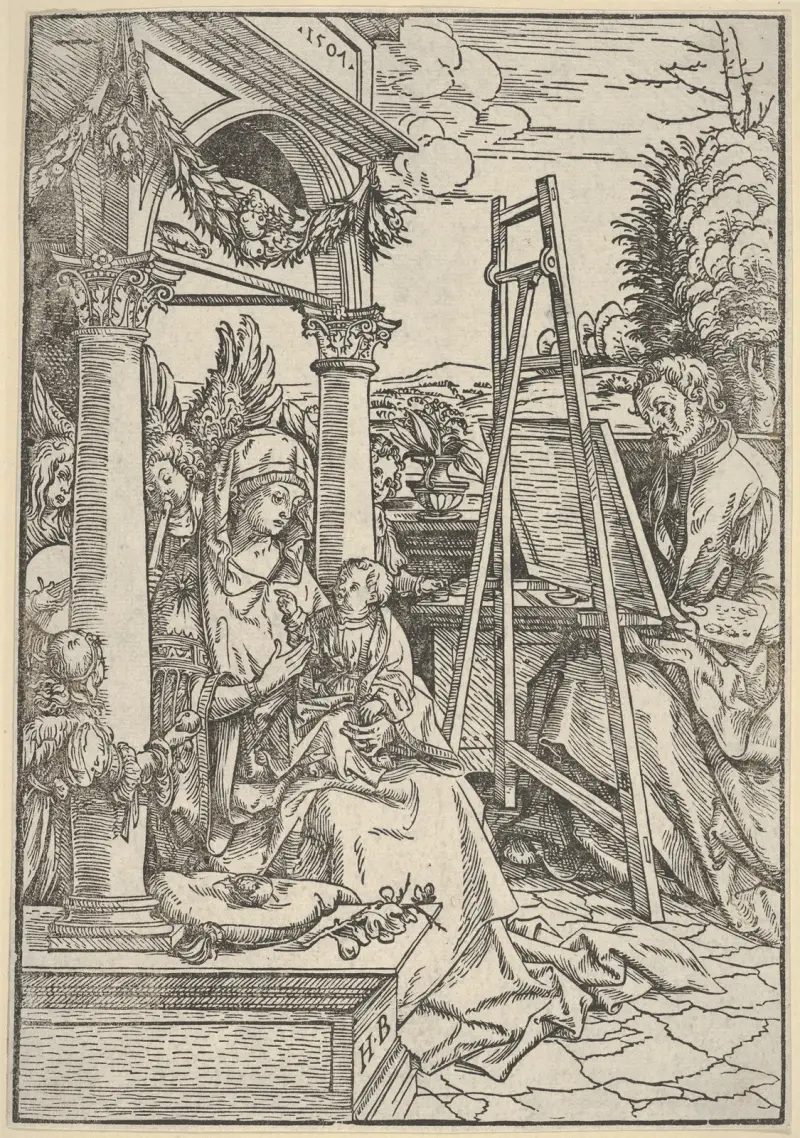 Sankt Lukas målar jungfrun av Hans Burgkmair The Elder