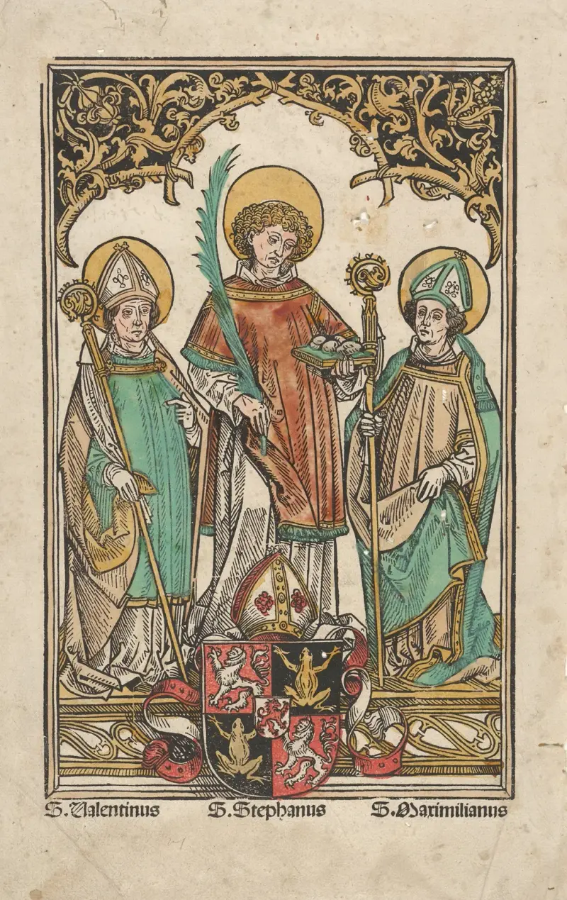 De heliga Valentin, Stefan och Maximilian, Passaus skyddshelgon av Hans Burgkmair The Elder